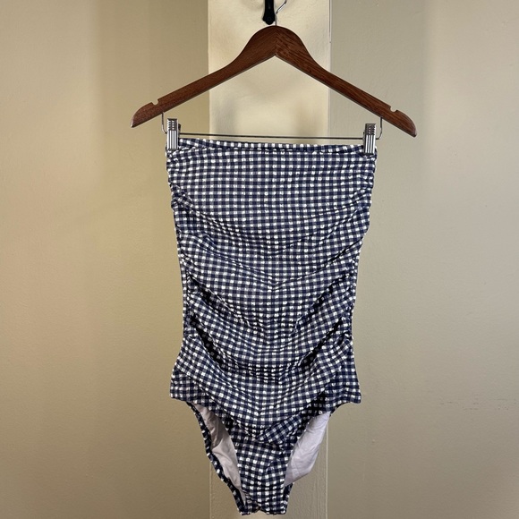 NWT J. Crew Ruched bandeau one-piece in gingham - Picture 4 of 9